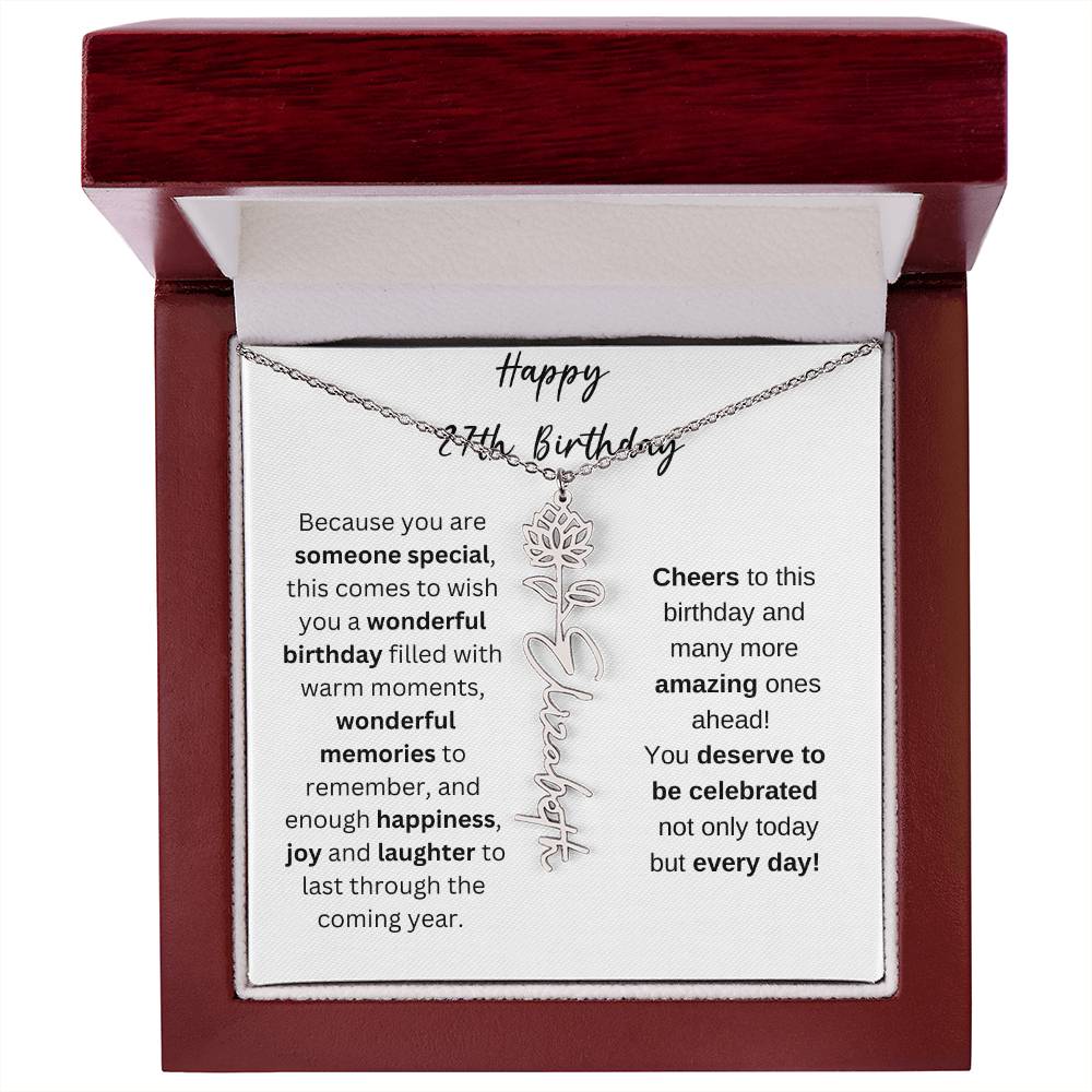 Happy 27th Birthday  - Flower Name Necklace