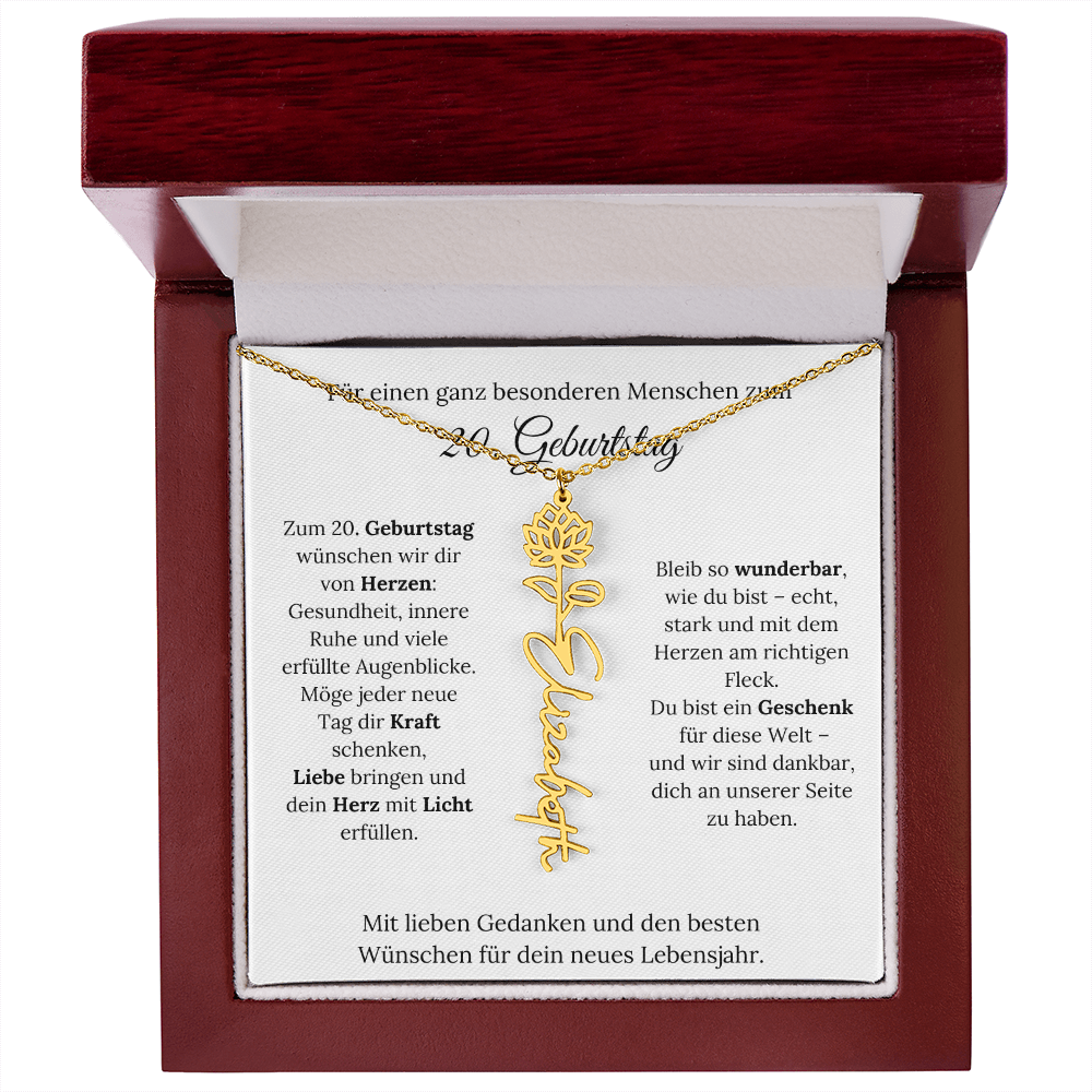 Personalisiertes 20. Geburtstagsgeschenk mit Geburtsblume