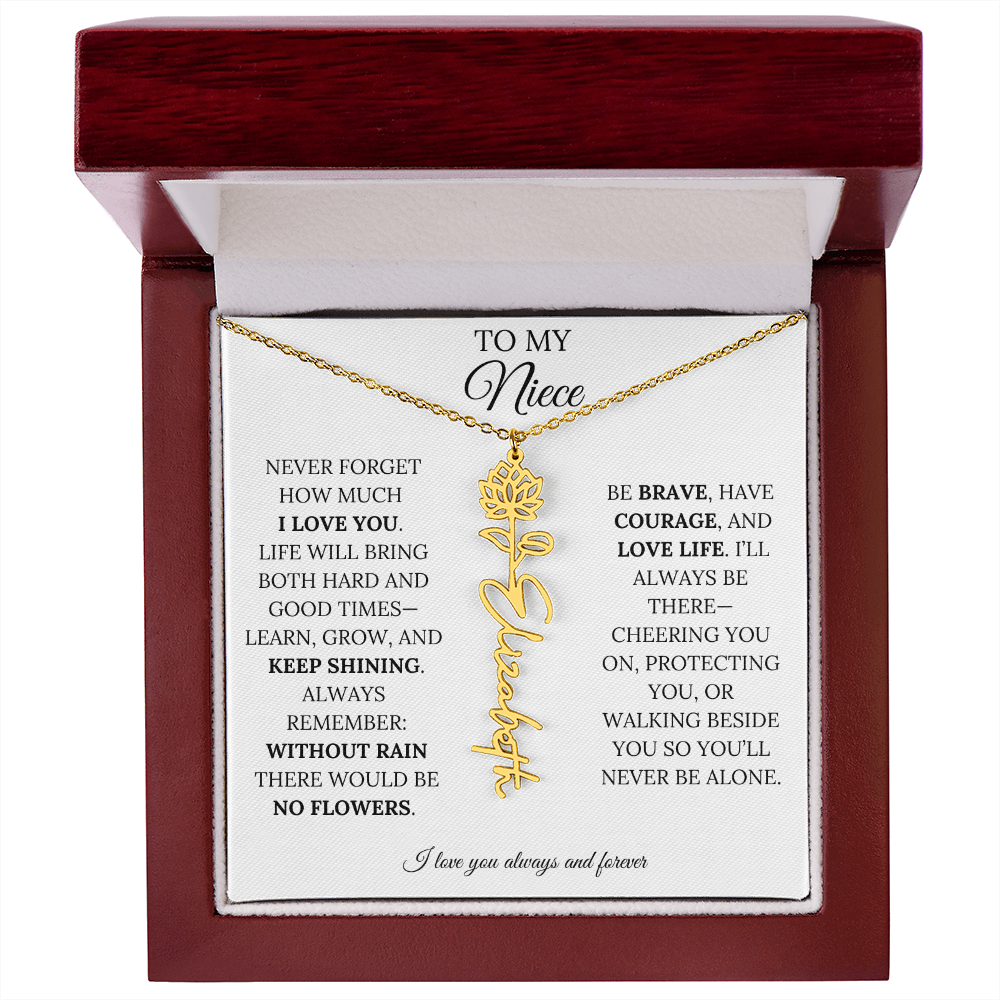 To My Niece | Keep Shining | Flower Name Necklace