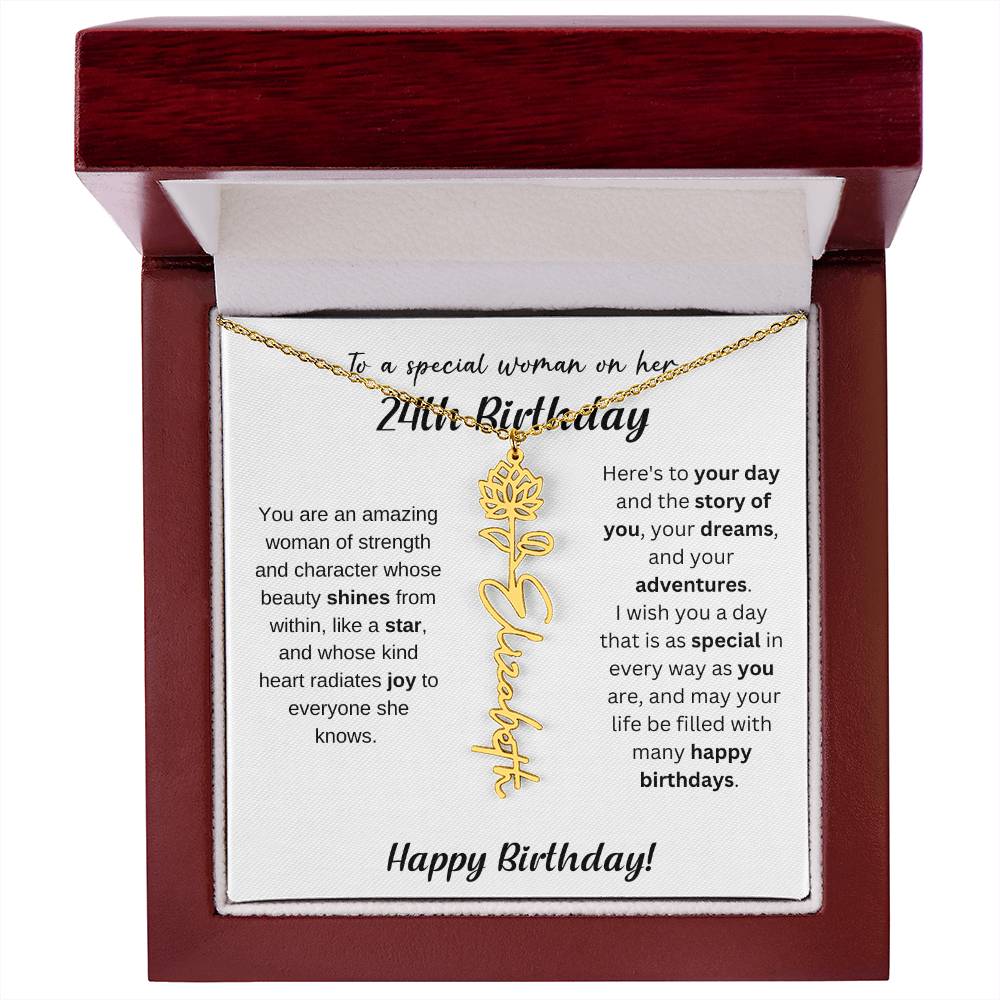 24th Birthday Gift Birthflower Necklace