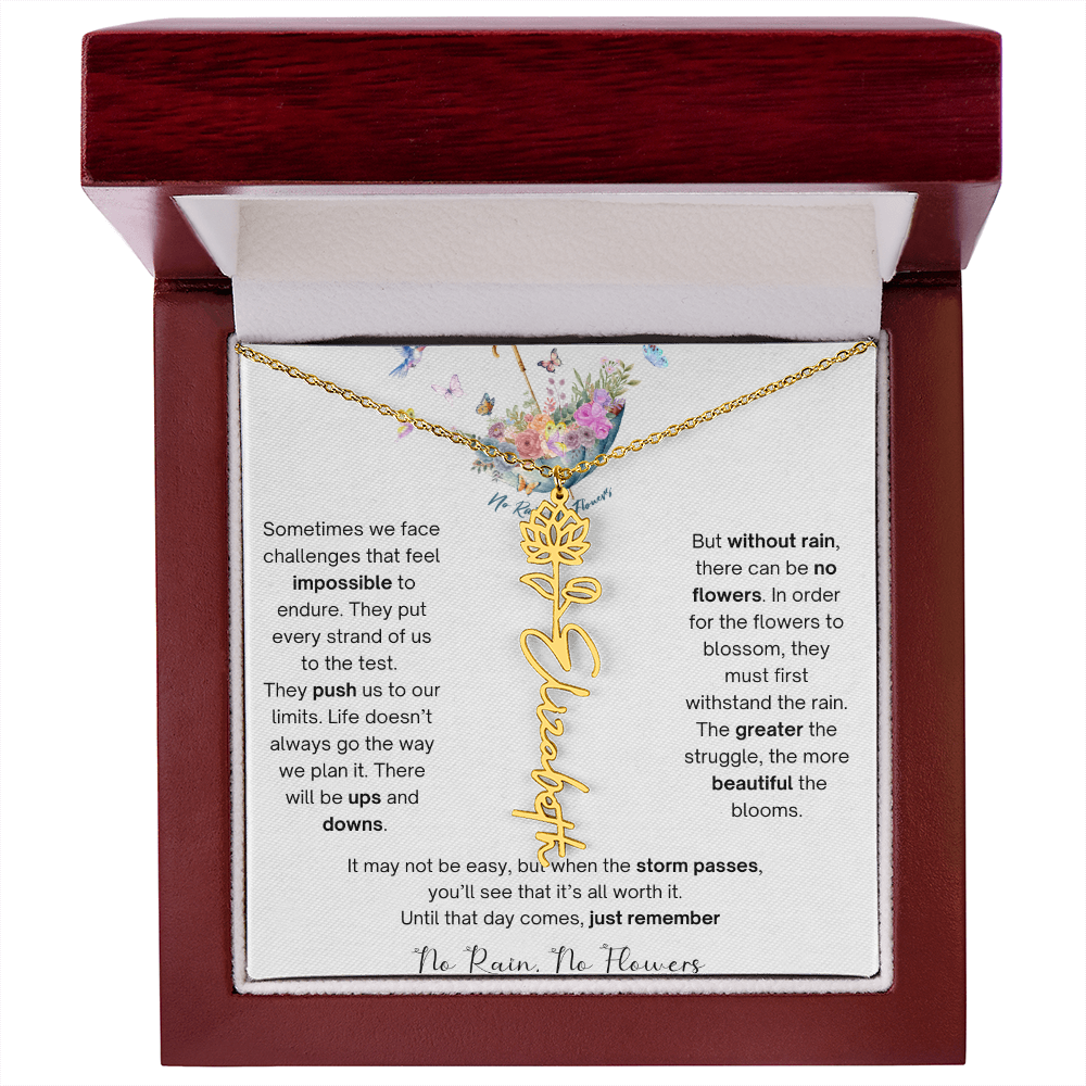 No Rain No Flowers 3 - Flower Name Necklace