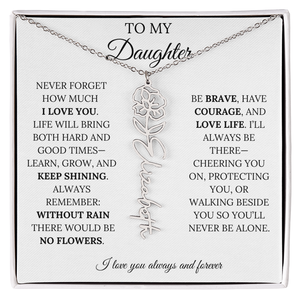 Personalized Birth Flower Name Necklace for Daughter