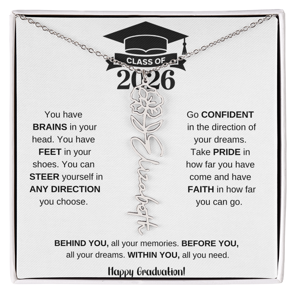 Personalized 2026 Graduation Gift Birth Month Flower Necklace