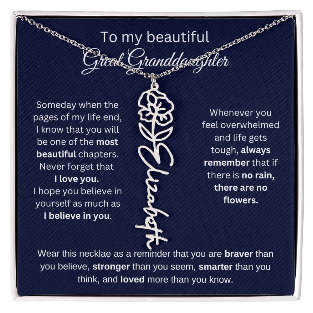 To My Beautiful Great Goddaughter Flower Necklace 2
