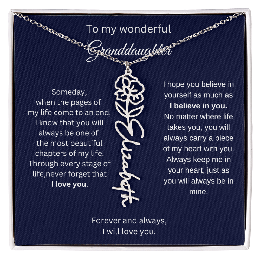 Meaningful Jewelry for Granddaughter - Birth Flower Name Necklace
