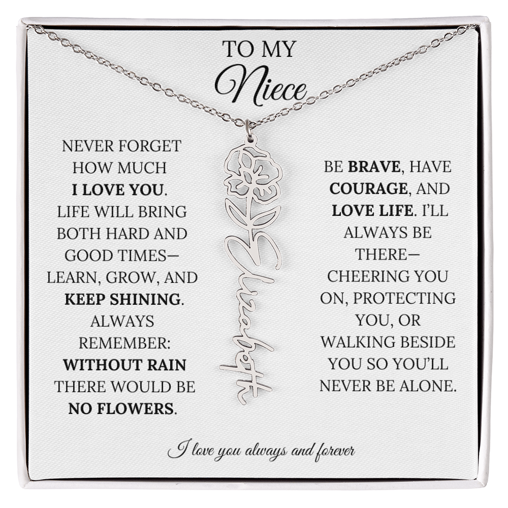 To My Niece | Keep Shining | Flower Name Necklace