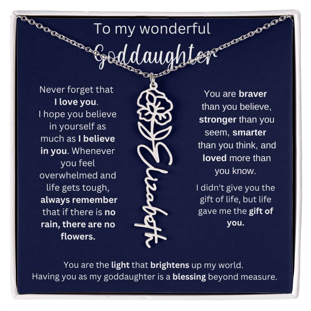 To My Wonderful Goddaughter | I Believe In You | Flower Name Necklace