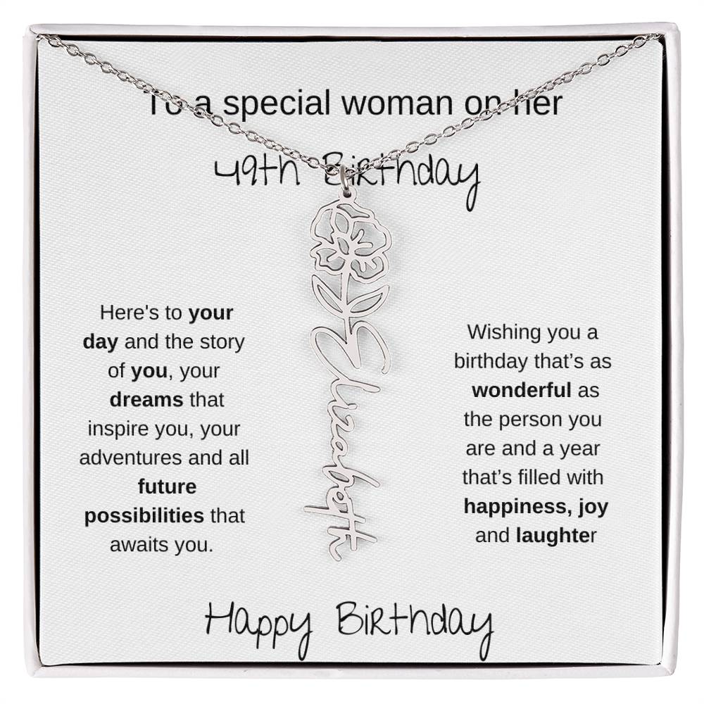A Special Woman 49th Birthday | Flower Name Necklace