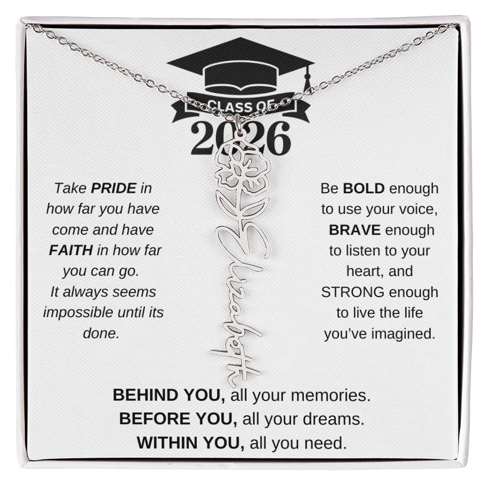 2026 Graduation Jewelry Birthmonth Flower Name Necklace