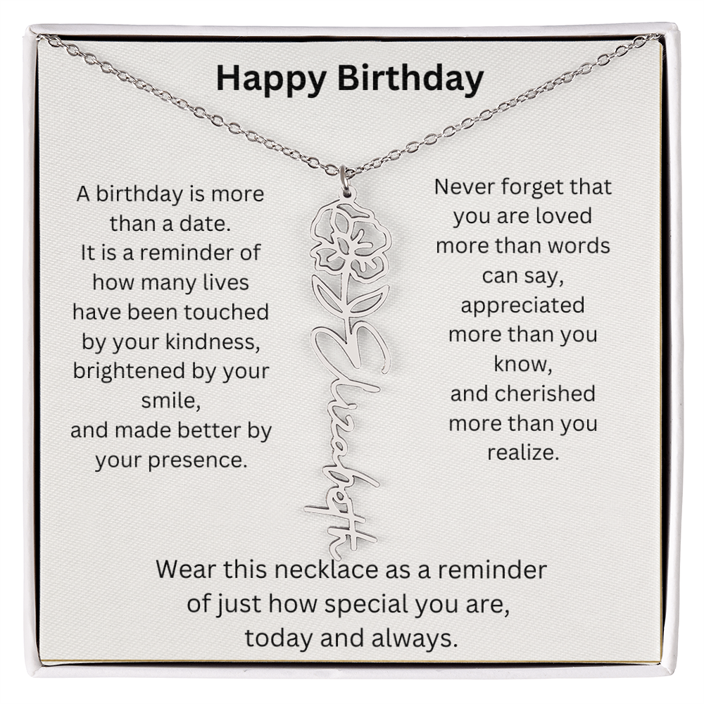Meaningful Birthday Gift Birth Flower Name Necklace