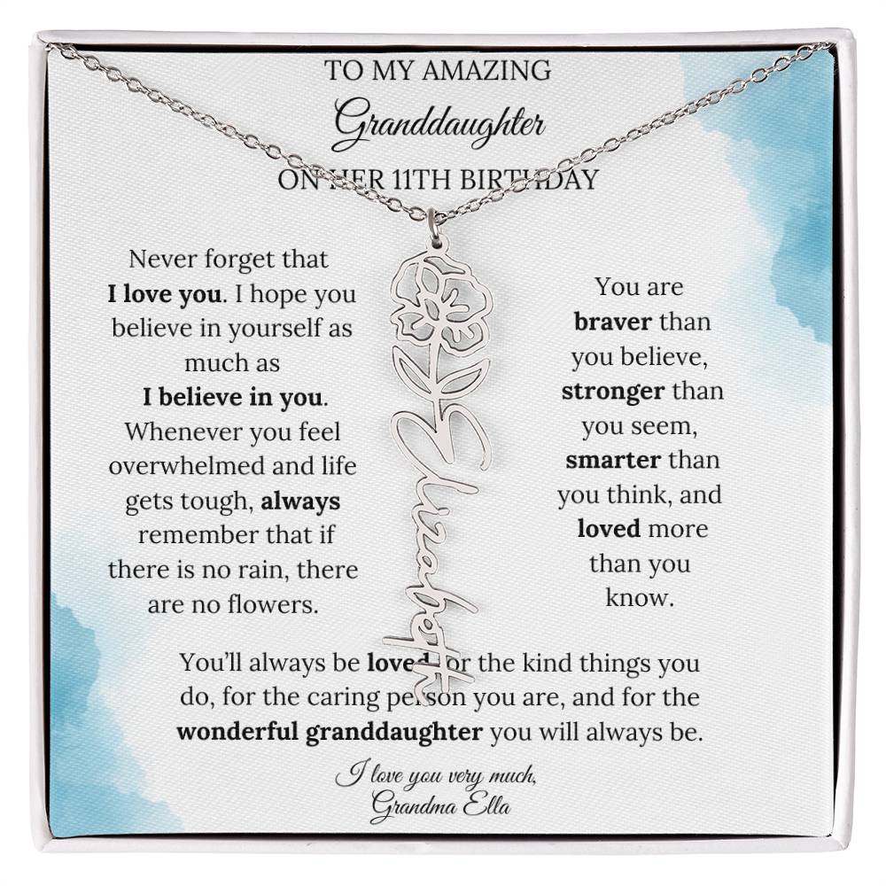 Birth Month Flower Name Necklace for My Granddaughter's 11th Birthday