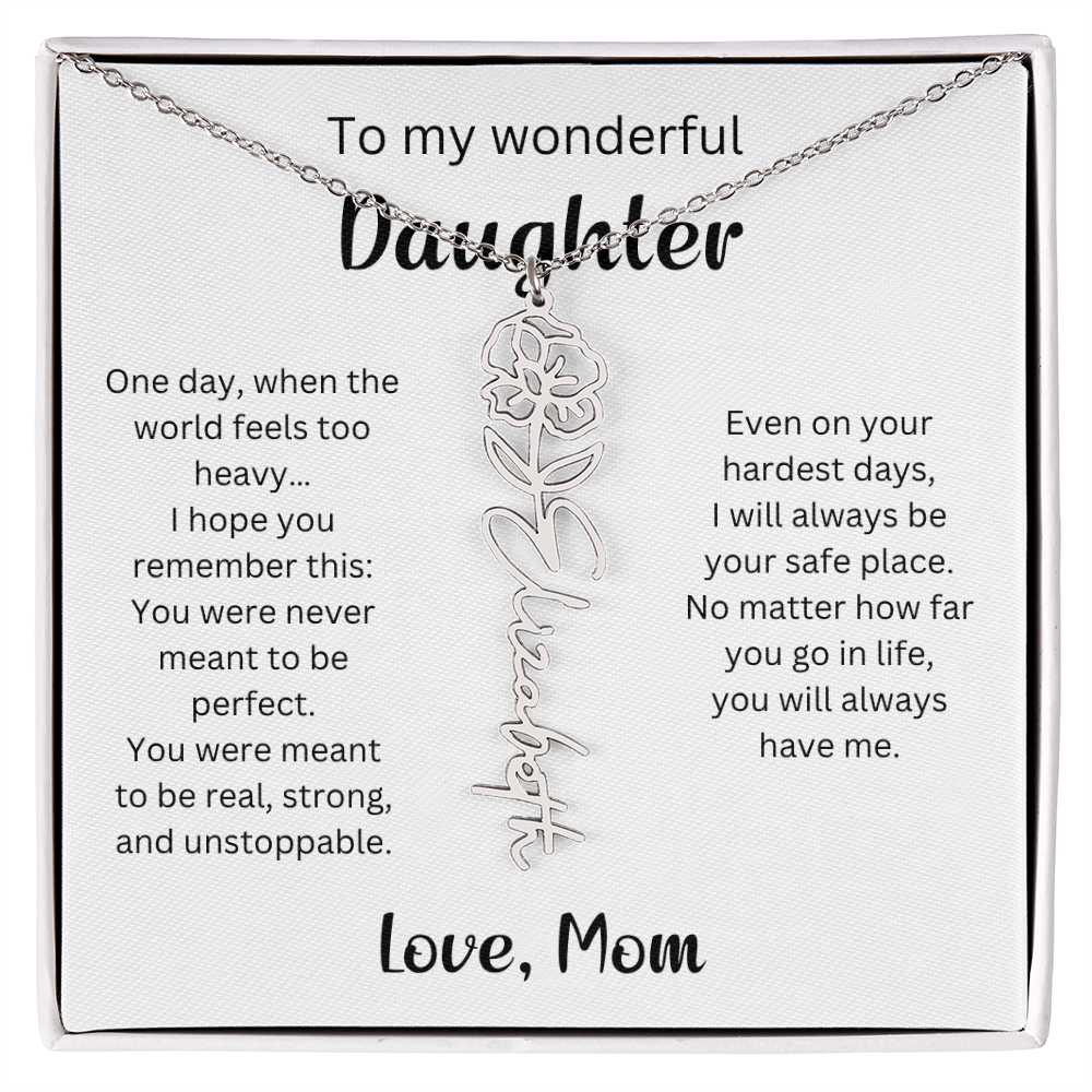Emotional Gift for Daughter - Birth Flower Name Necklace