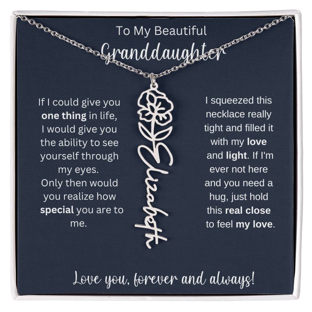 Granddaughter Birthday Present | Flower Name Necklace