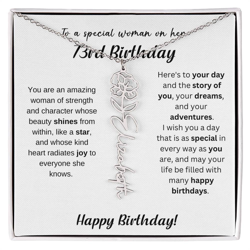 73rd Birthday Gift Birthflower Necklace