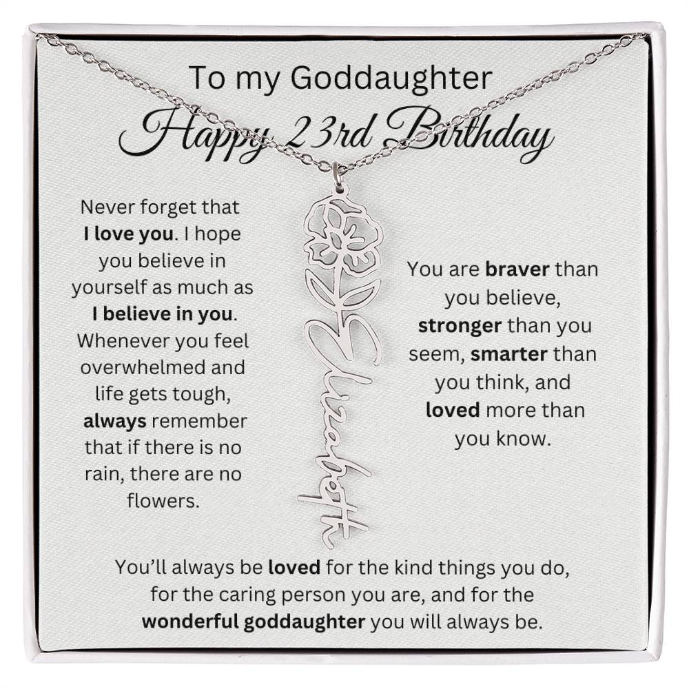 To My Goddaughter Happy 23rd Birthday - Flower Name Necklace
