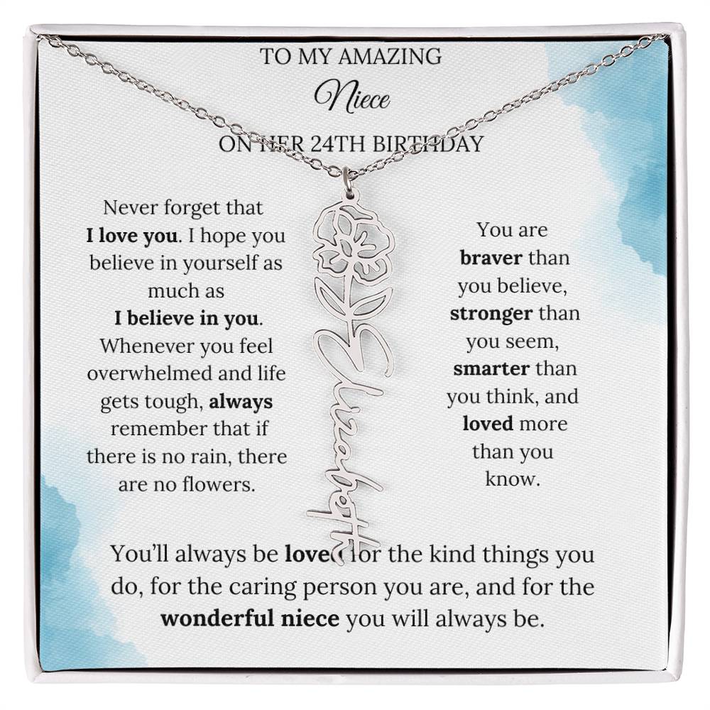 Birth Month Flower Name Necklace for My Niece's 24th Birthday