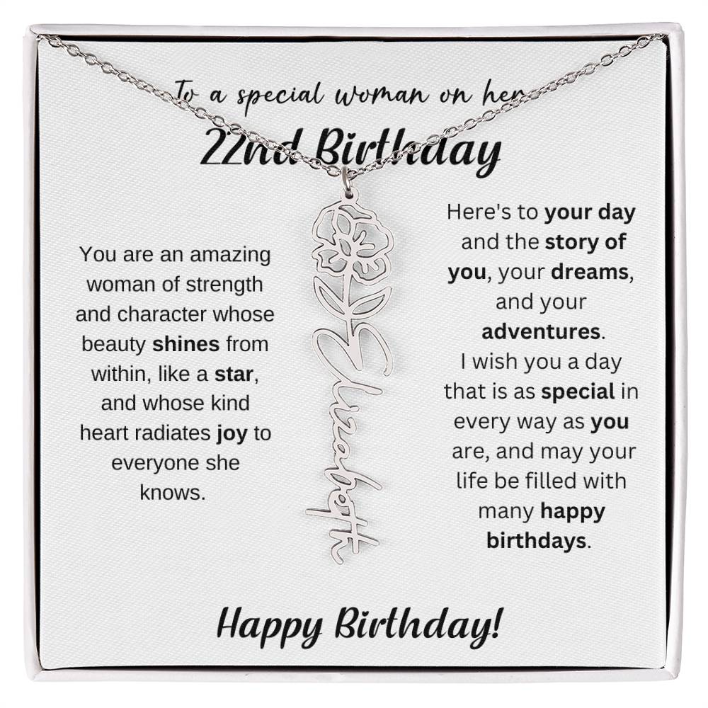 22nd Birthday Gift Birthflower Necklace
