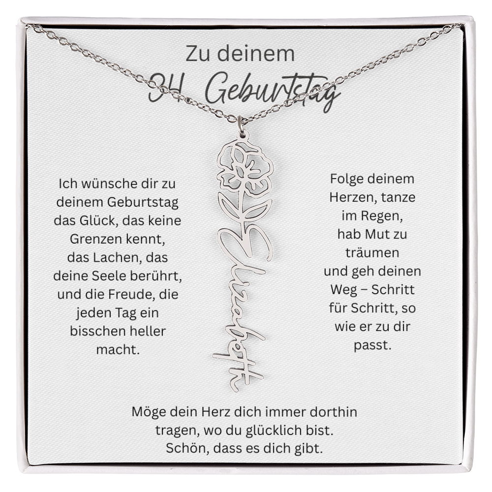 Geburtsblumen Namenskette zum 34 Geburtstag personalisiert Name Kette Gravur Geschenk