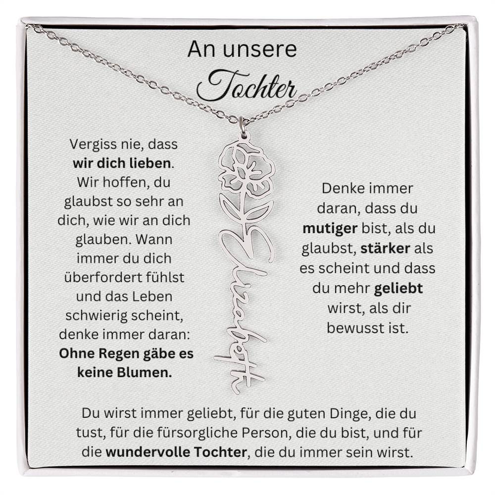 An Unsere Tochter - Vergiss Nie Geburtsblumen Kette Personalisierbar Mit Namen