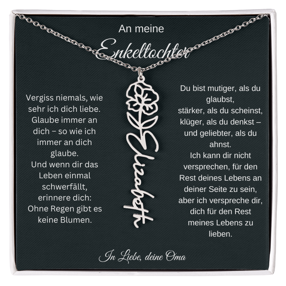 An meine Enkeltochter Geburtsblume Namenskette personalisierte Gravur Schmuck Geschenk