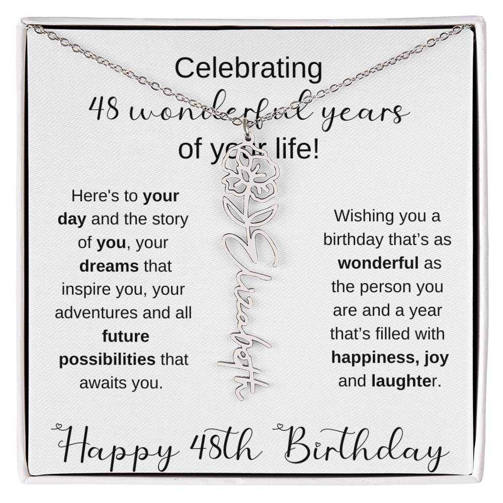 Happy 48th Birthday | Flower Name Necklace