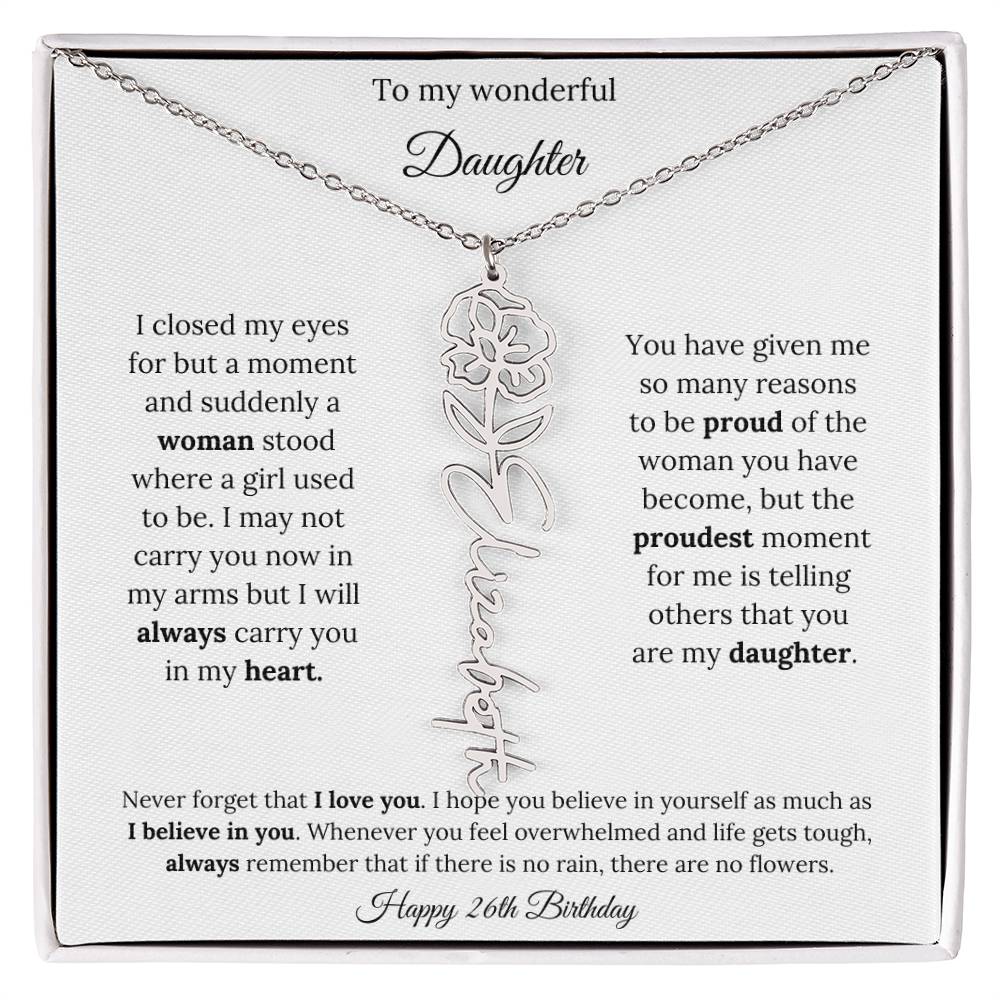 Happy 26th Birthday | Never Forget That I Love You | Flower Name Necklace