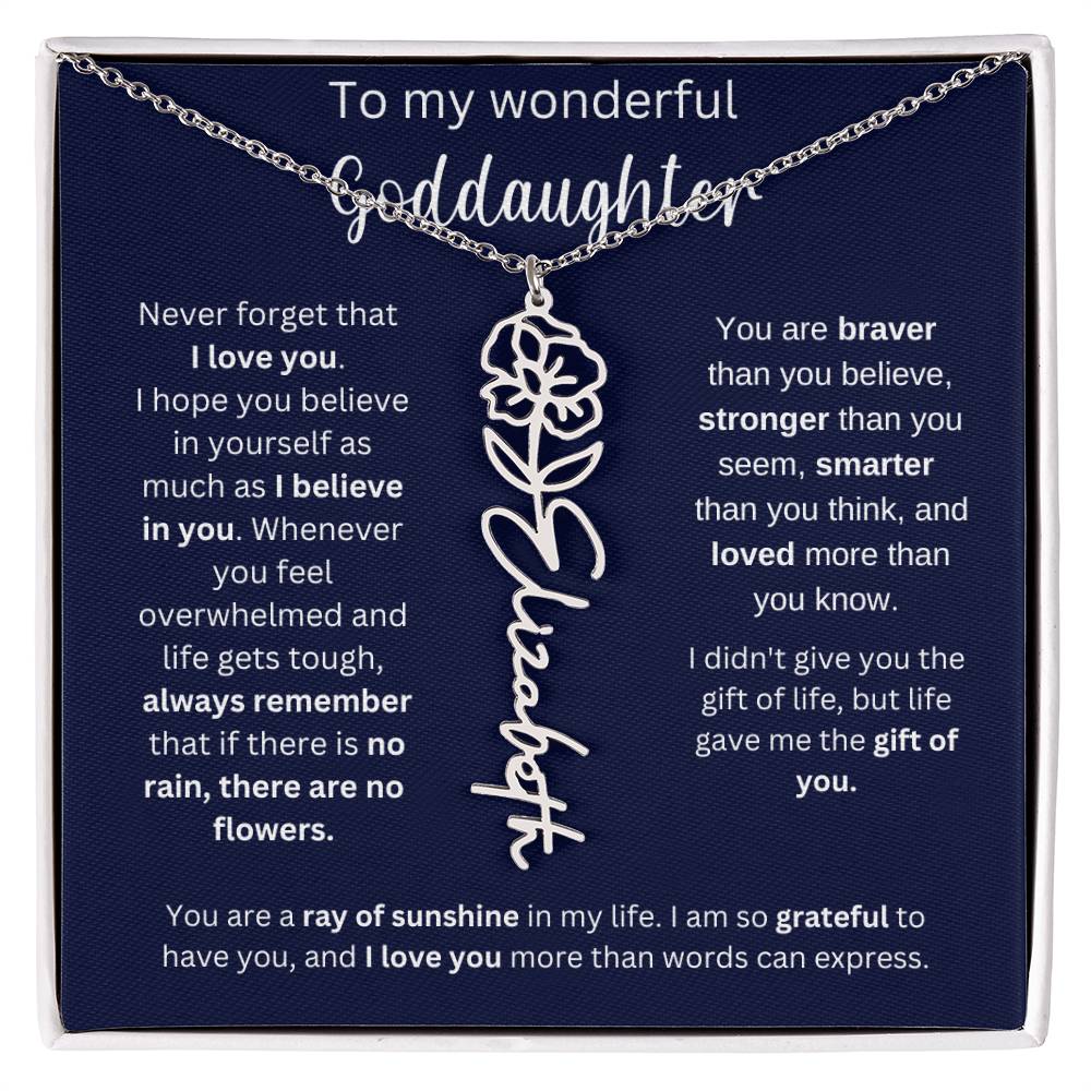 To My Wonderful Goddaughter | You Are Ray Of Sunshine | Flower Name Necklace
