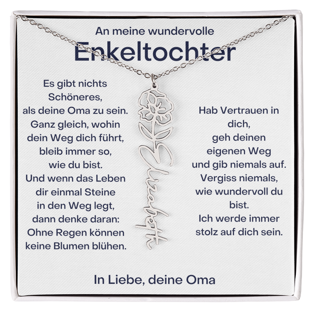 Personalisierte Geburtsblumenkette für Enkeltochter Von Oma