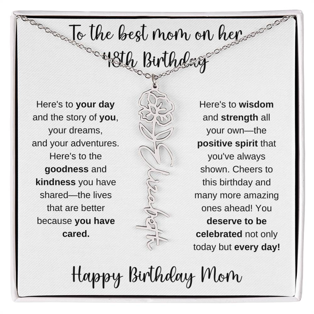 To The Best Mom - Happy 48th Birthday | Flower Name Necklace