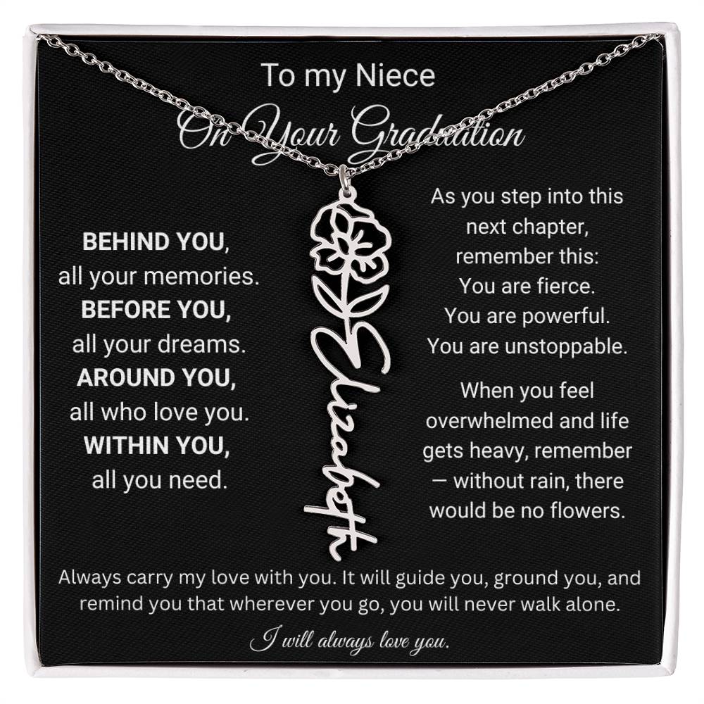 To My Niece On Your Graduation | Flower Name Necklace