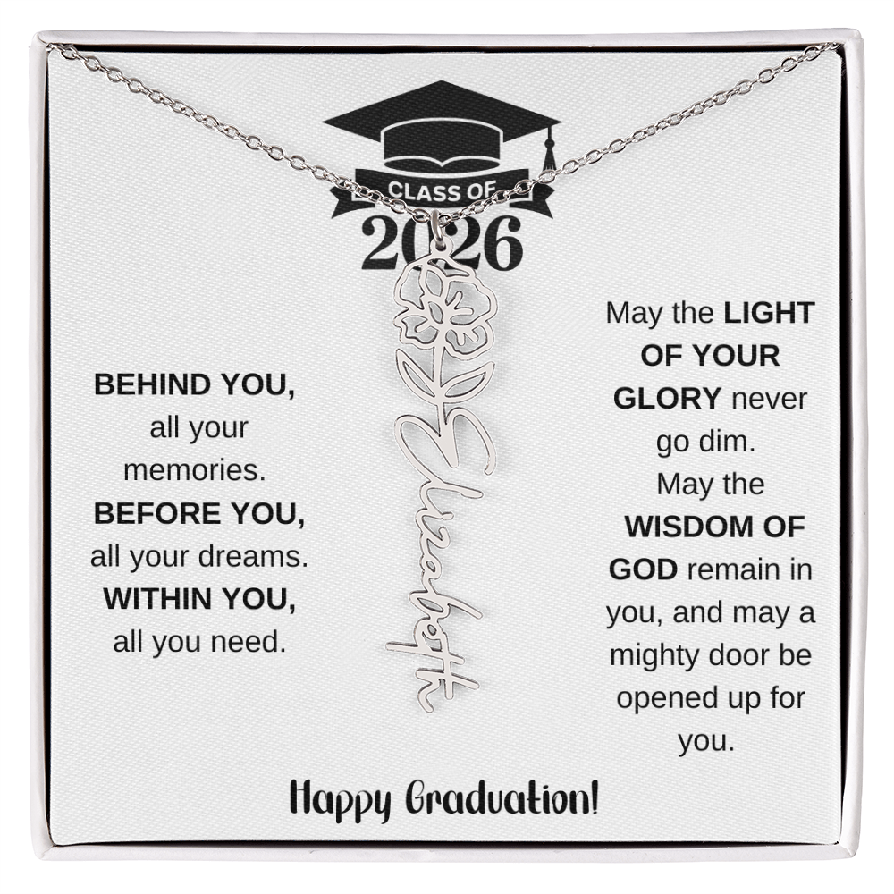 Class Of 2026 Personalized Graduation Gift Birth Month Flower Necklace