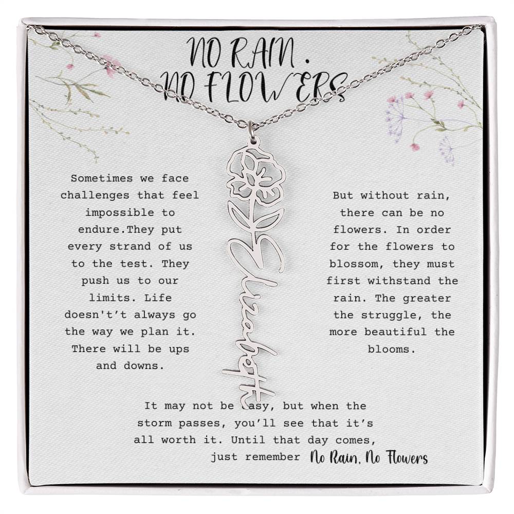 No Rain, No Flowers - Flower Name Necklace 1