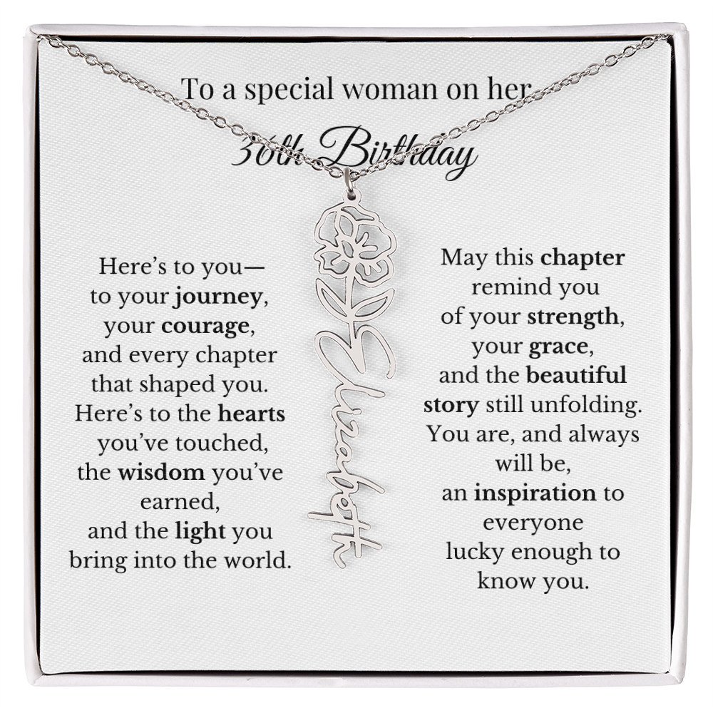 36th Birthday Gift for Her Birth Flower Name Necklace