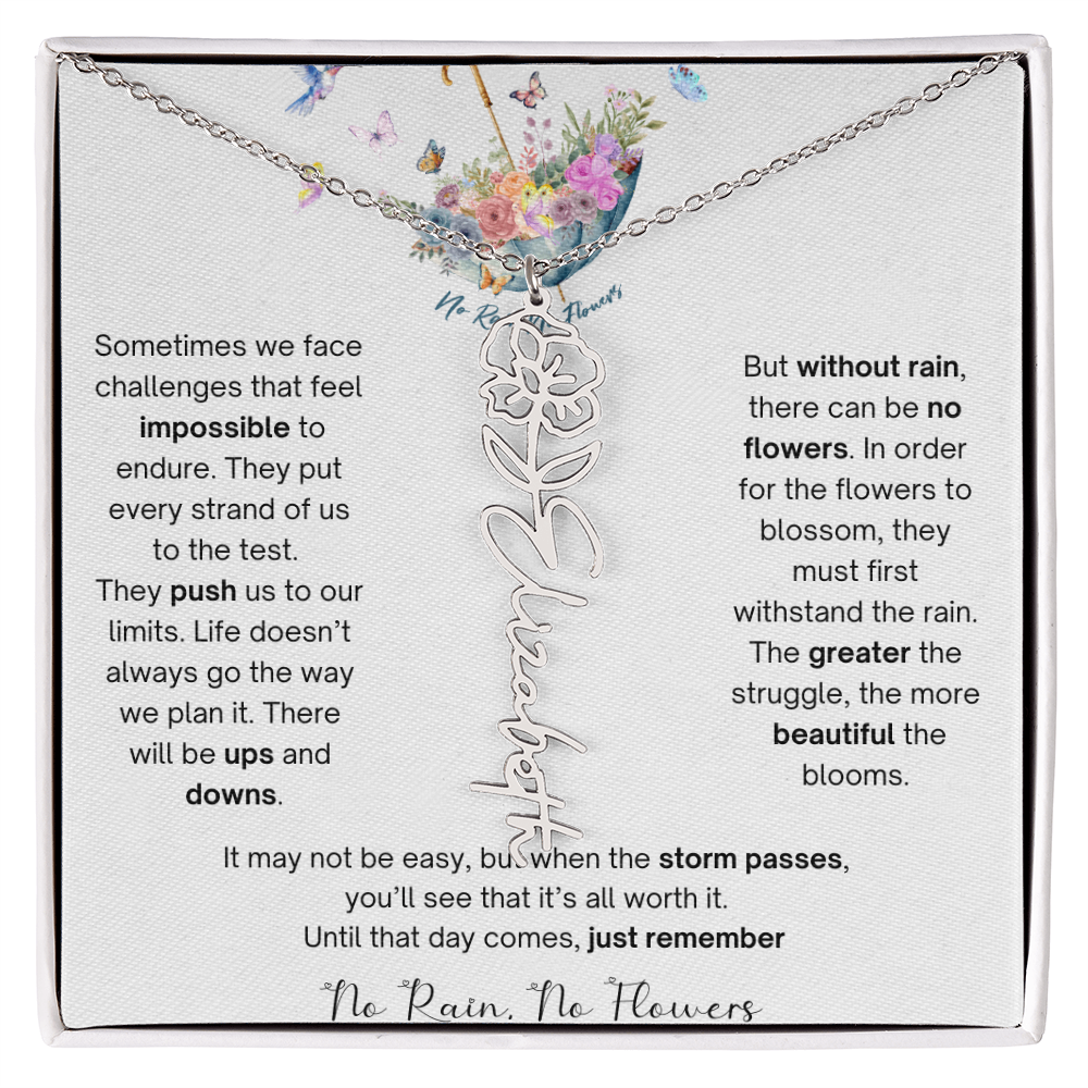 No Rain No Flowers 3 - Flower Name Necklace
