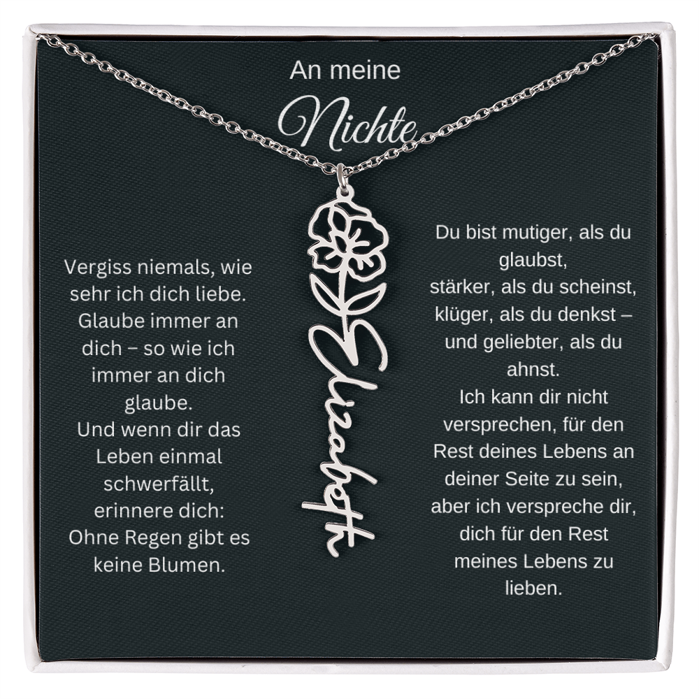 An meine Nichte Geburtsblume Namenskette mit Gravur Geschenk Geburtstag Weihnachten
