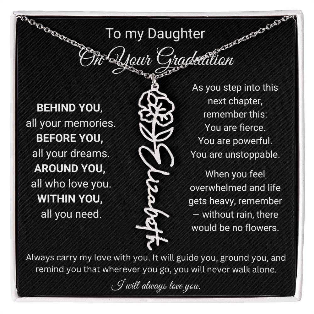 To My Daughter On Your Graduation | Carry My Love | Flower Name Necklace