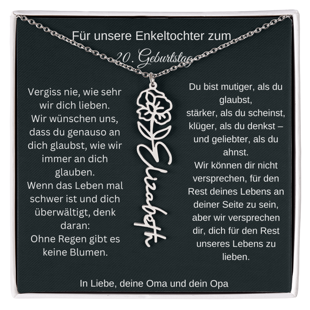 20. Geburtstag Blumen Namenskette