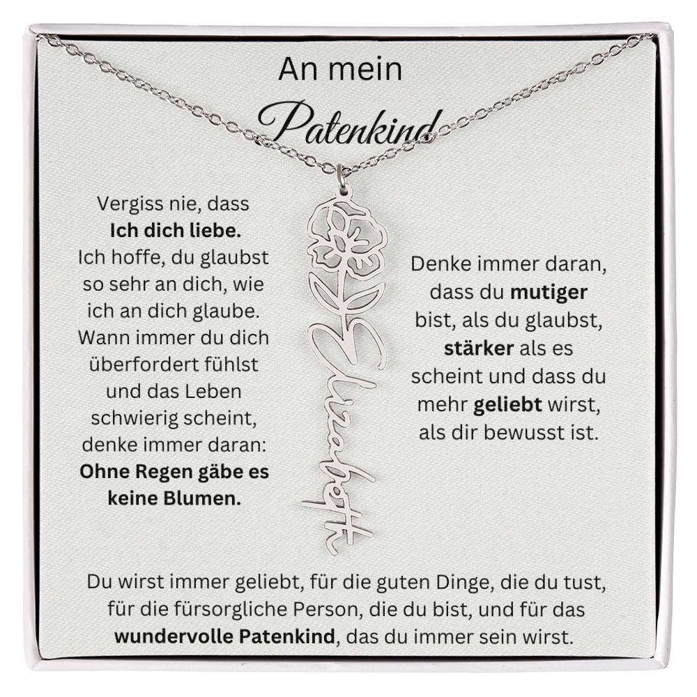 An Mein Patenkind Geburtsblumen Kette