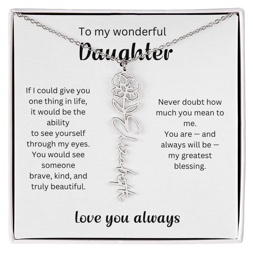 Emotional Gift for Daughter - Birth Flower Name Necklace 3