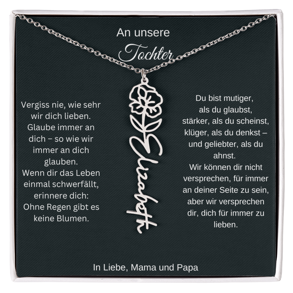 Geburtsblume Namenskette Tochter personalisierte Gravur Kette Geschenk