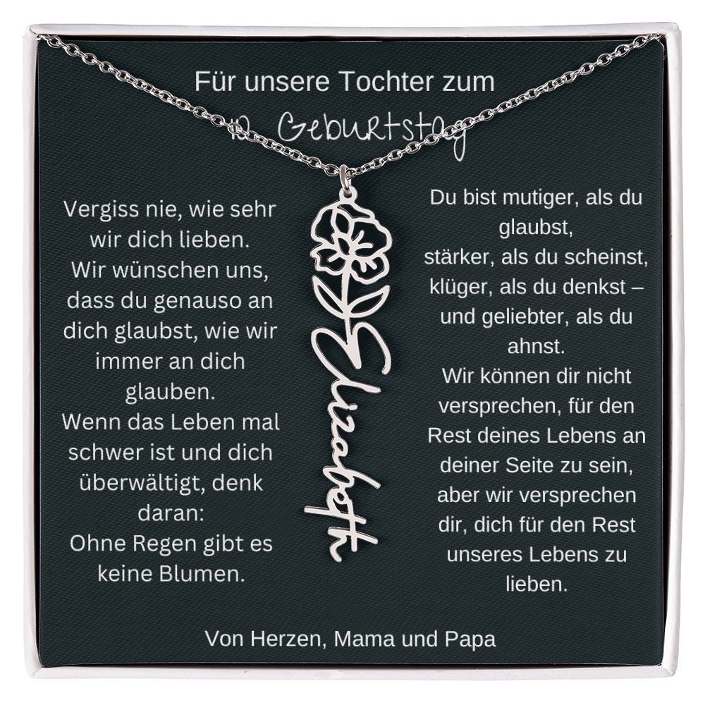 Geschenk zum 10. Geburtstag Tochter Geburtsblumen Namenskette