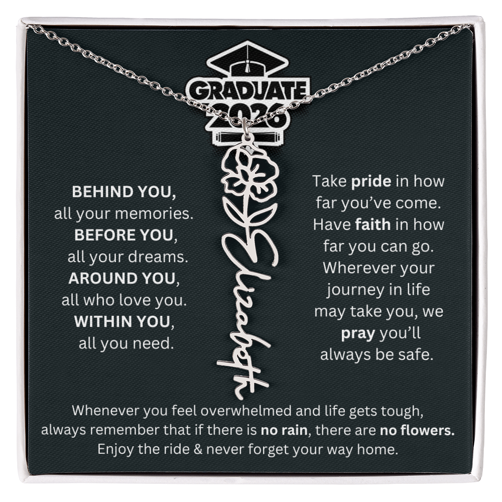 2026 Graduation Gift | Birth Flower Name Necklace 1