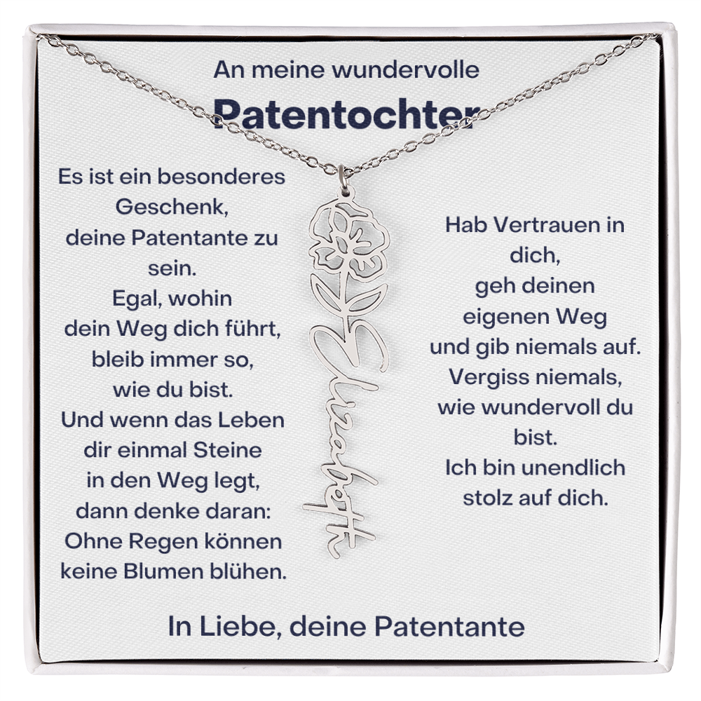 Personalisierte Geburtsblumen Kette Für Patentochter Geschenk von Patentante