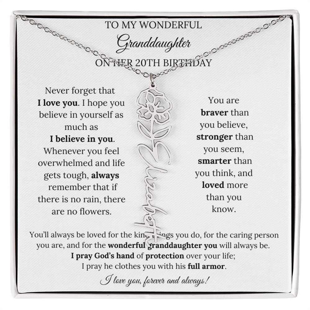 To My Wonderful Granddaughter On Her 20th Birthday - I Love You Forever & Always