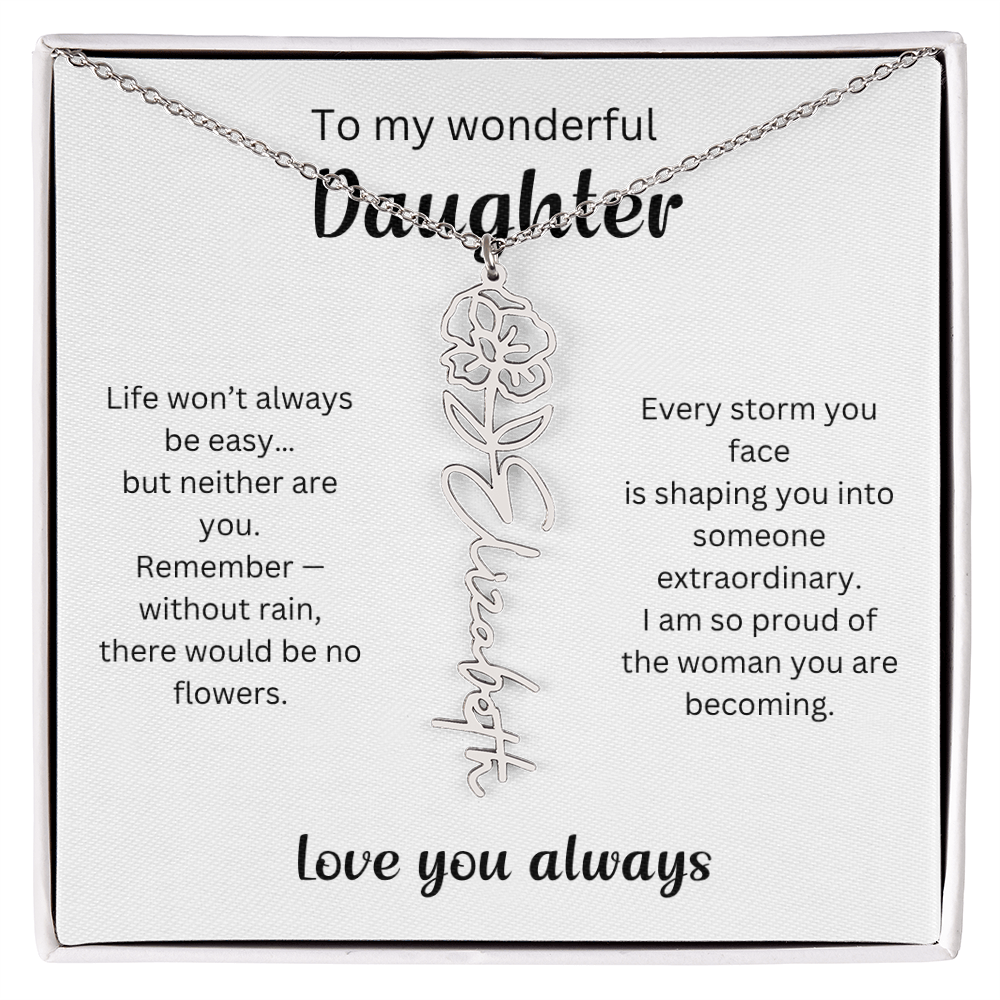 Emotional Gift for Daughter - Birth Flower Name Necklace 2
