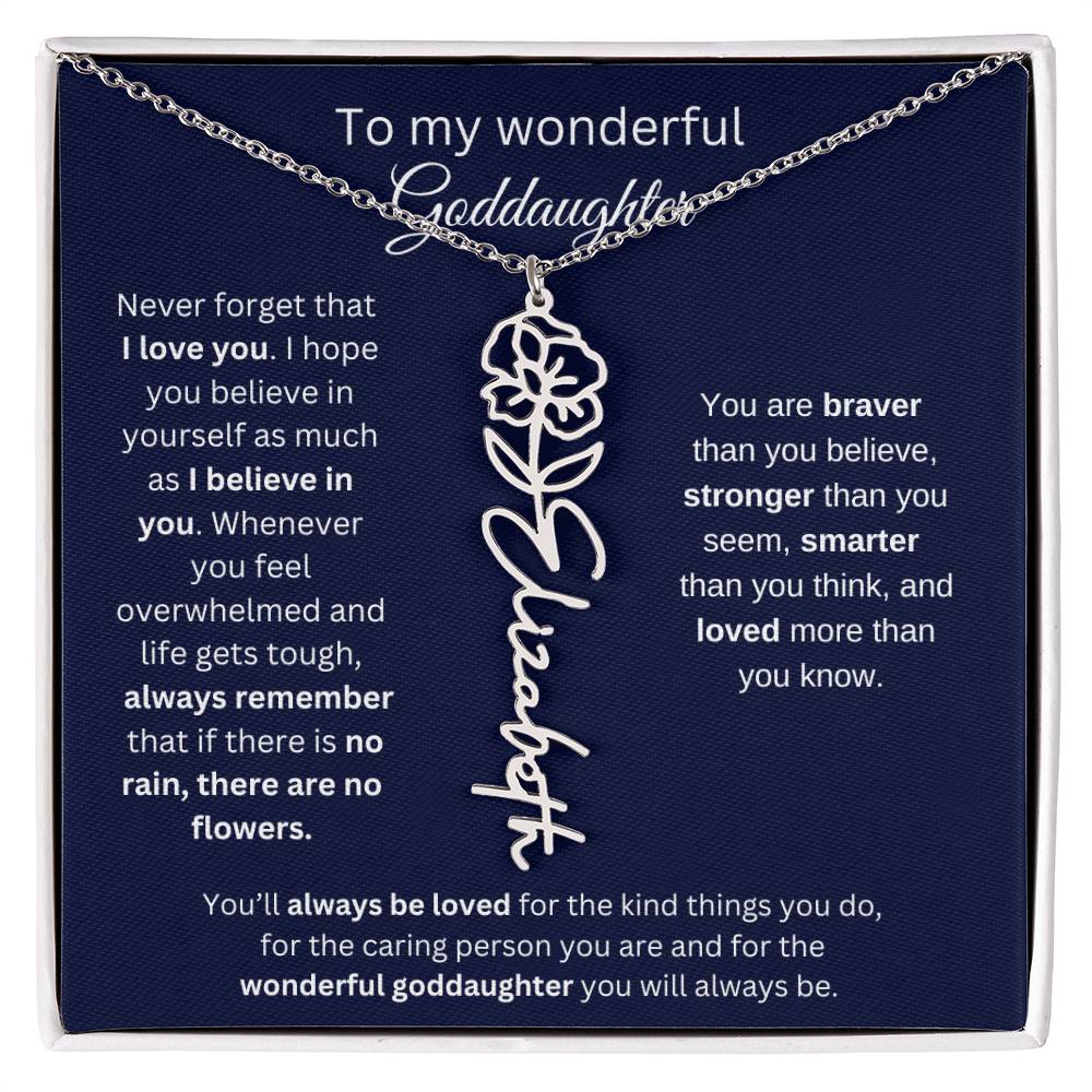 To My Wonderful Goddaughter - I Love You - Flower Name Necklace