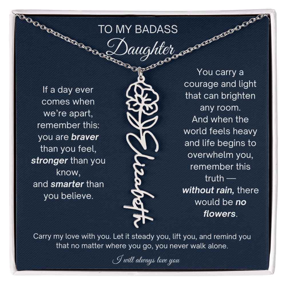 Daughter Encouragement Gift - Personalized Flower Name Necklace