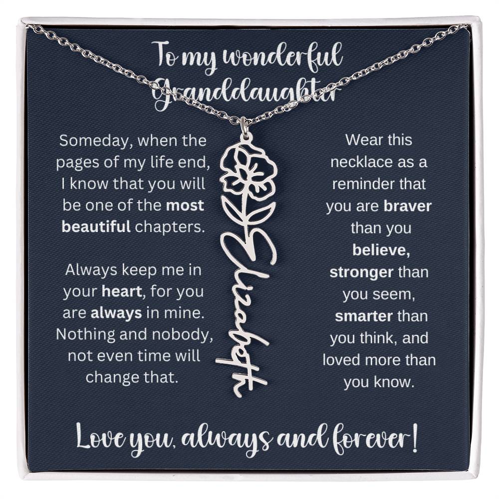 Granddaughter Birth Month Flower Necklace