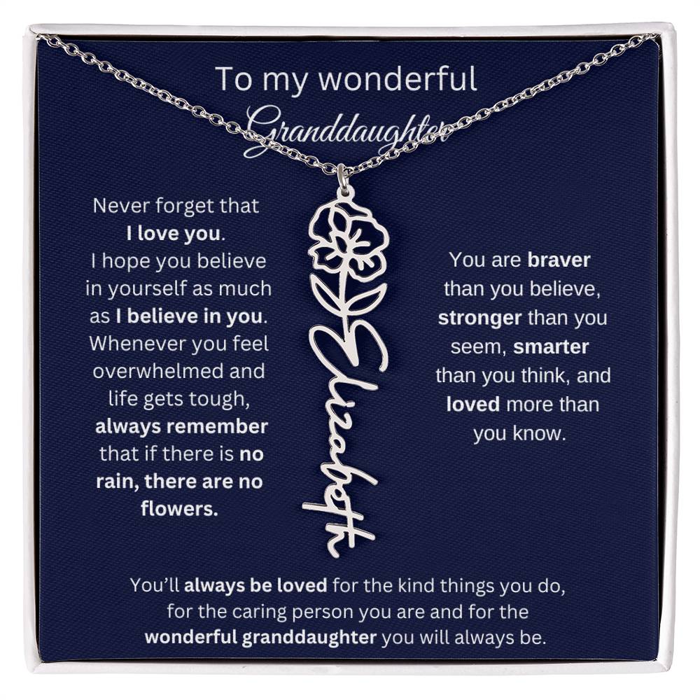 To My Wonderful Granddaughter  Personalized Birth Month Flower Necklace 1