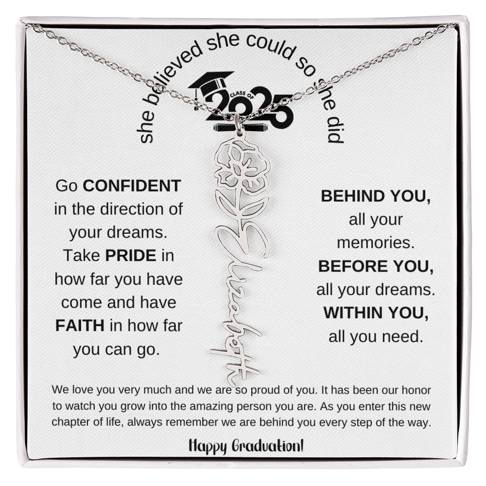 Happy Graduation - Flower Name Necklace